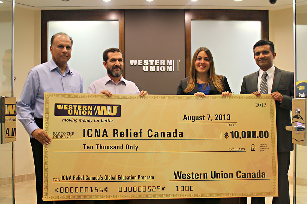 Western Union Donates 10,000 to ICNA Relief Canada in Celebration of